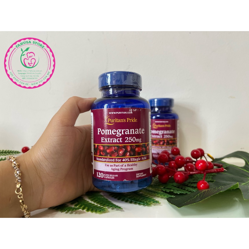Viên Uống Chống Nắng Nội Sinh, Trắng Da, Giảm Nám Pomegranate Extract 250mg Puritan's Pride