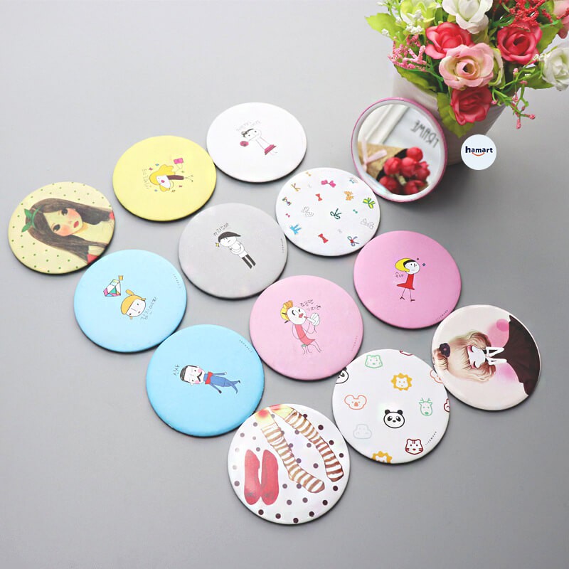 Gương Cầm Tay Mini Cute 7CM Gương Bỏ Túi Trang Điểm Hàn Quốc Đa Sắc Dễ Thương