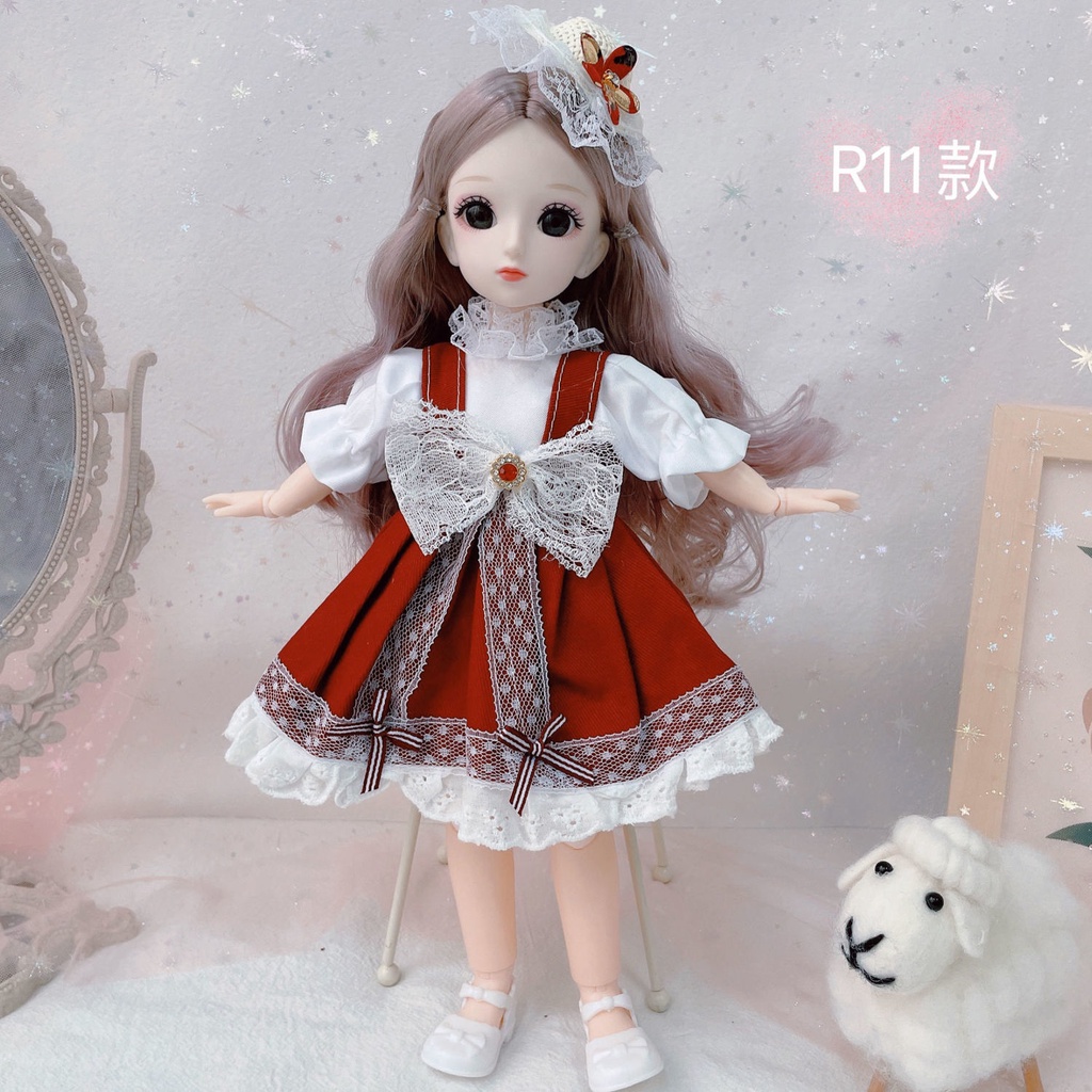 Búp bê công chúa mắt to 3D 30cm 23 khớp làm quà tặng dễ thương cho bé gái