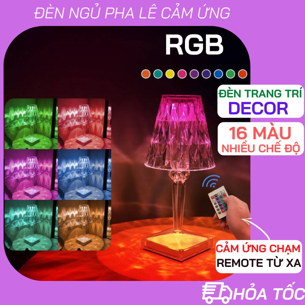 Đèn Ngủ Pha Lê Để Bàn Cảm Ứng 16 Màu Decor Trang Trí Phòng Với Nhiều Chế Độ Khác Nhau - Kèm Remote Điều Khiển Từ Xa