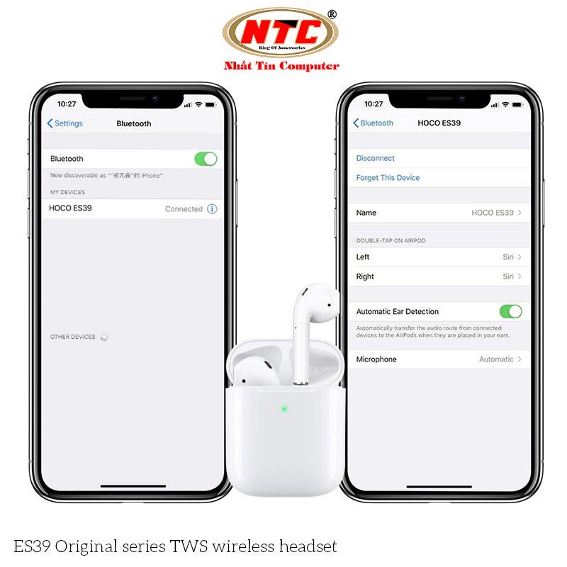 Tai nghe Bluetooth True Wireless Hoco ES39 Original series V5.0 (Trắng) - Hàng chính hãng