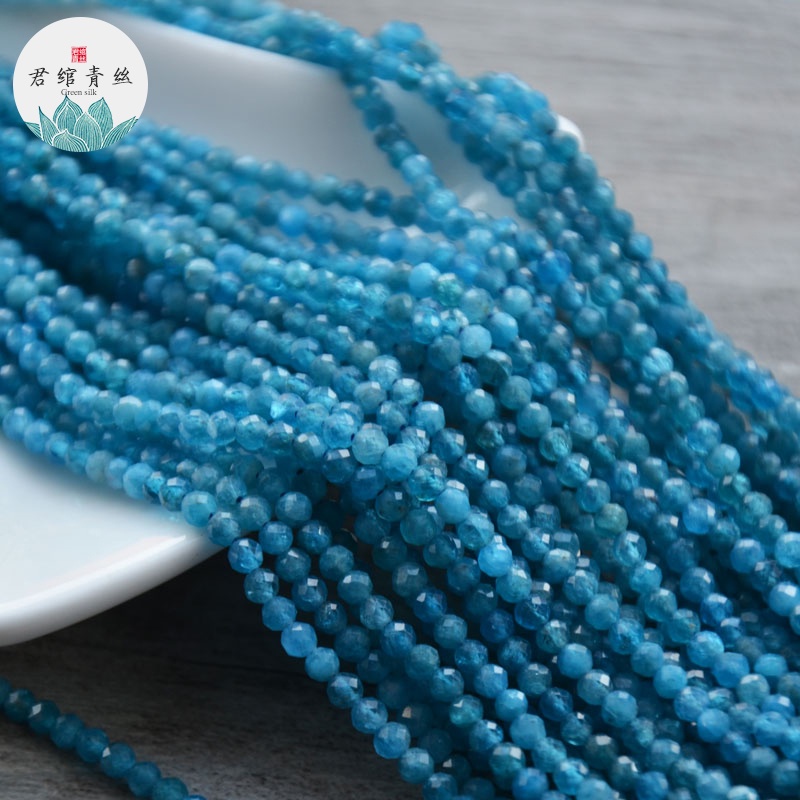 Chuỗi Hạt Đá Phosphorus Màu Xanh Dương Tự Nhiên Không Tối Ưu 3MM Bingyingge