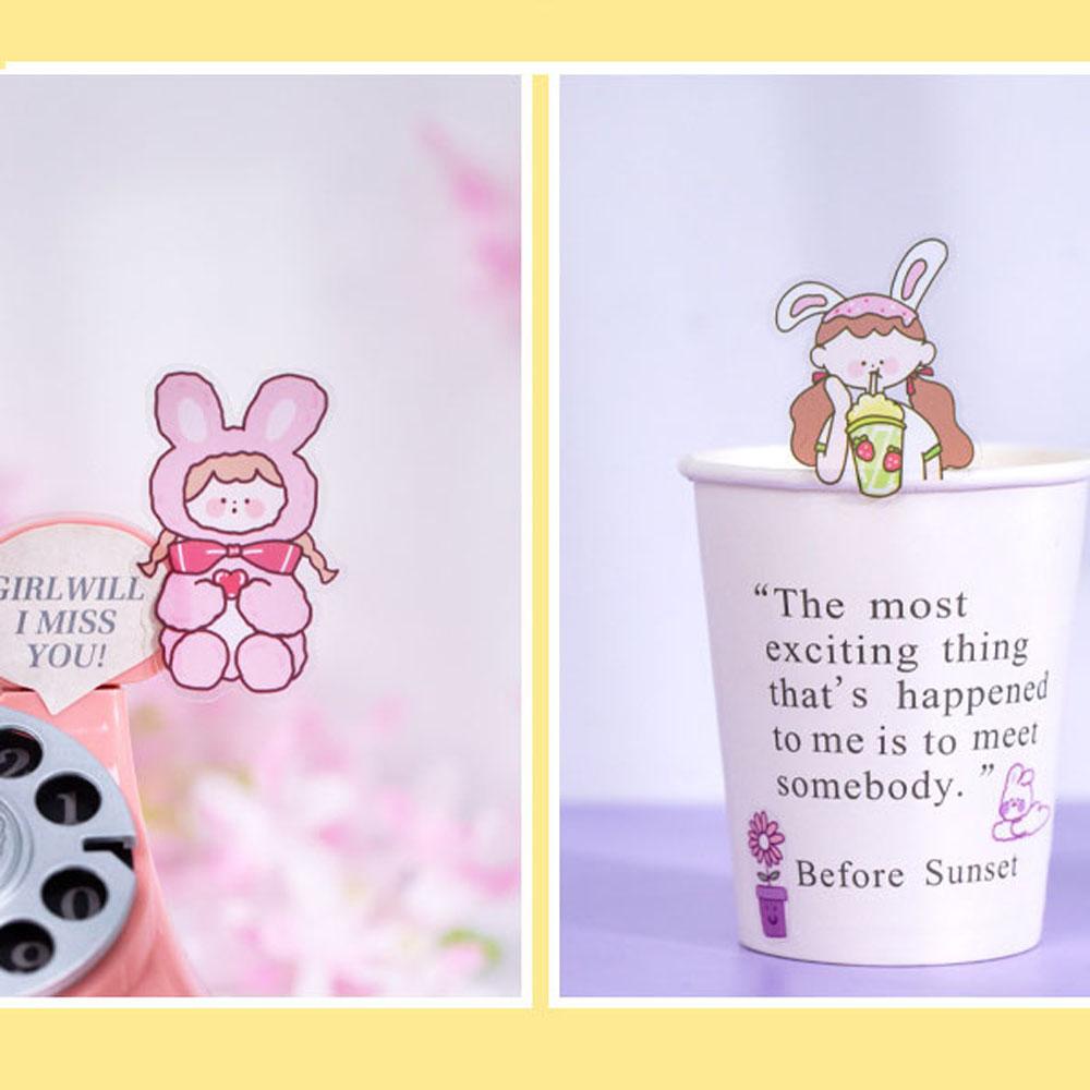 Hộp 100 Miếng Dán Hình Gấu / Thỏ / Kem / Thỏ Đáng Yêu Dùng Trang Trí Sổ Tay DIY