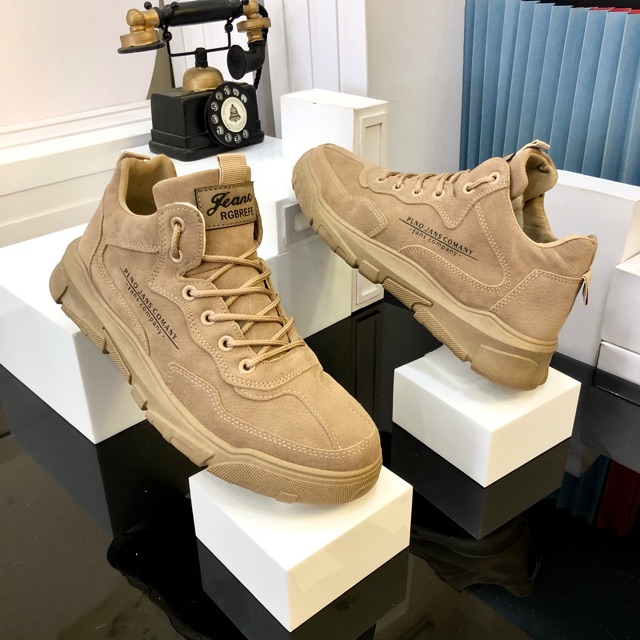 Giày da lộn  ⚜️𝑭𝑹𝑬𝑬𝑺𝑯𝑰𝑷⚜️ -Giày Sneaker Da Lộn Cao Cấp  - SNK912 Nâu