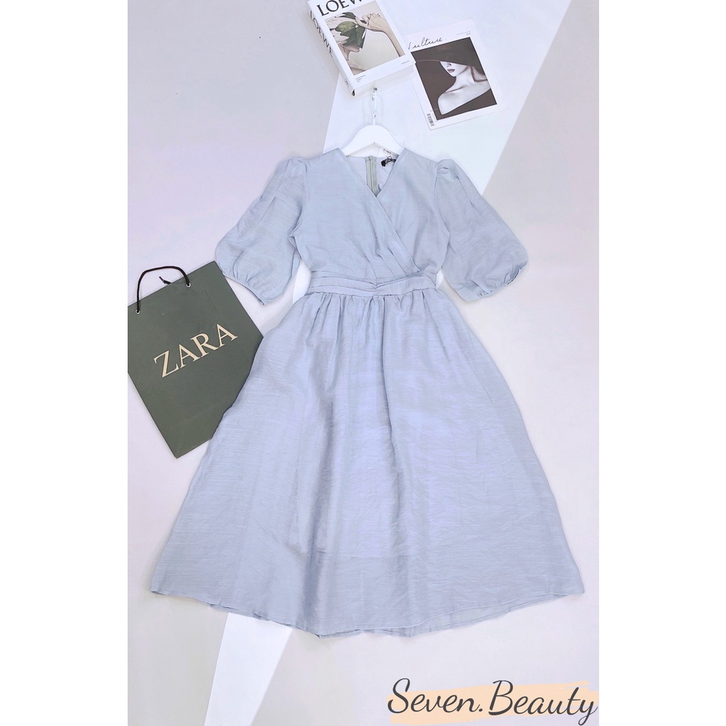 Váy nữ, đầm cổ V li eo 7.Beautiful chất tơ mềm, phong cách trẻ trung nữ tính hai màu cực xinh V106