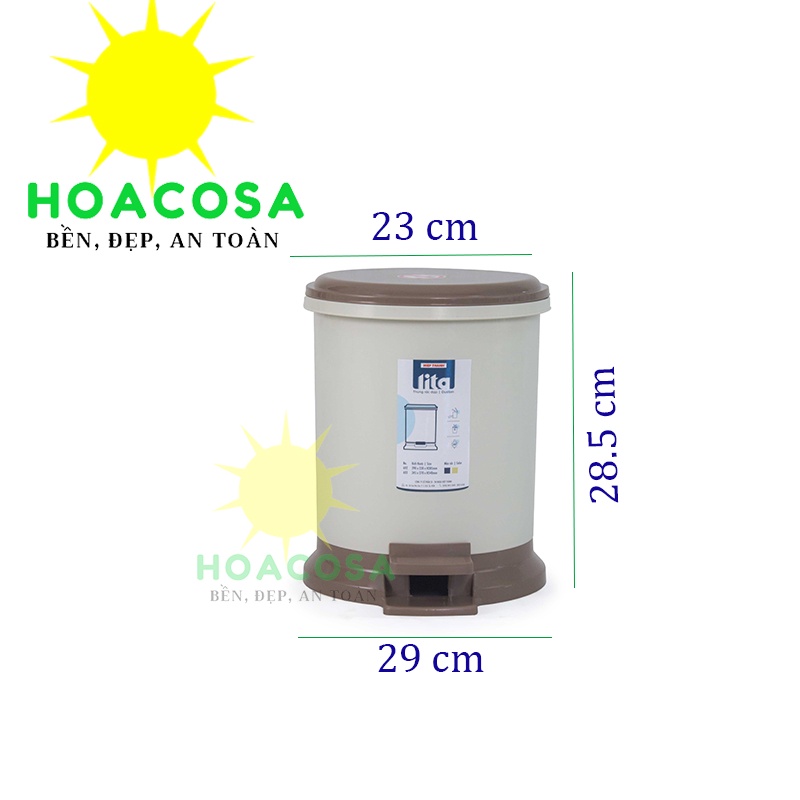 Thùng Rác Đạp Tròn 6L Lita  Nhựa Hiệp Thành- Gọn, Đẹp, Tiện Dụng- Đồ Gia Dụng Hoacosa.