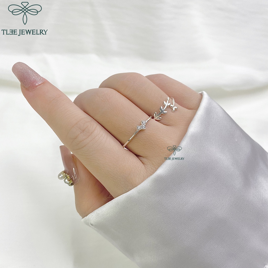 Nhẫn bạc nữ TLEE tim tiny mảnh đính đá lấp lánh TleeJewelry A0126
