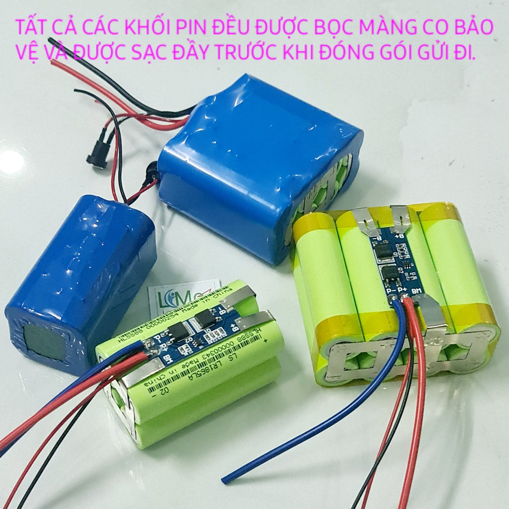 Khối pin 2S 7.2V - 8.4V đóng sẵn. Dung lượng 5AH và 10AH. Pin 2S xả cao có mạch bảo vệ và được bọc bảo vệ đầy đủ - LIMO