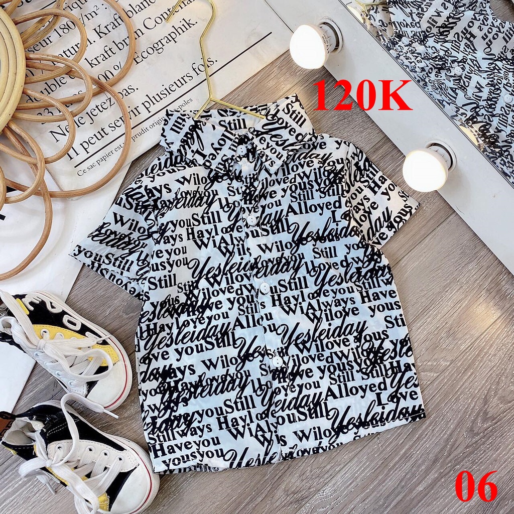 Áo sơ mi lụa bé trai size 14 - 22 kg.