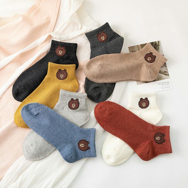 Vớ, tất cổ ngắn hình con gấu cotton - thoãi mái