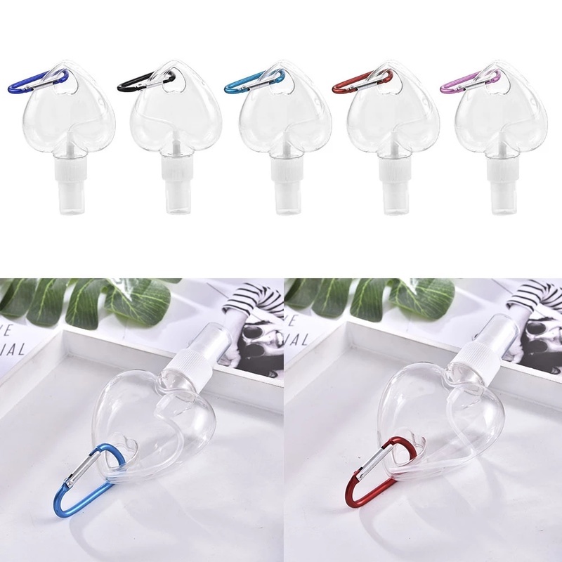 Chai xịt nhựa rỗng trong suốt hình trái tim 50ml có móc treo tiện dụng mang theo du lịch