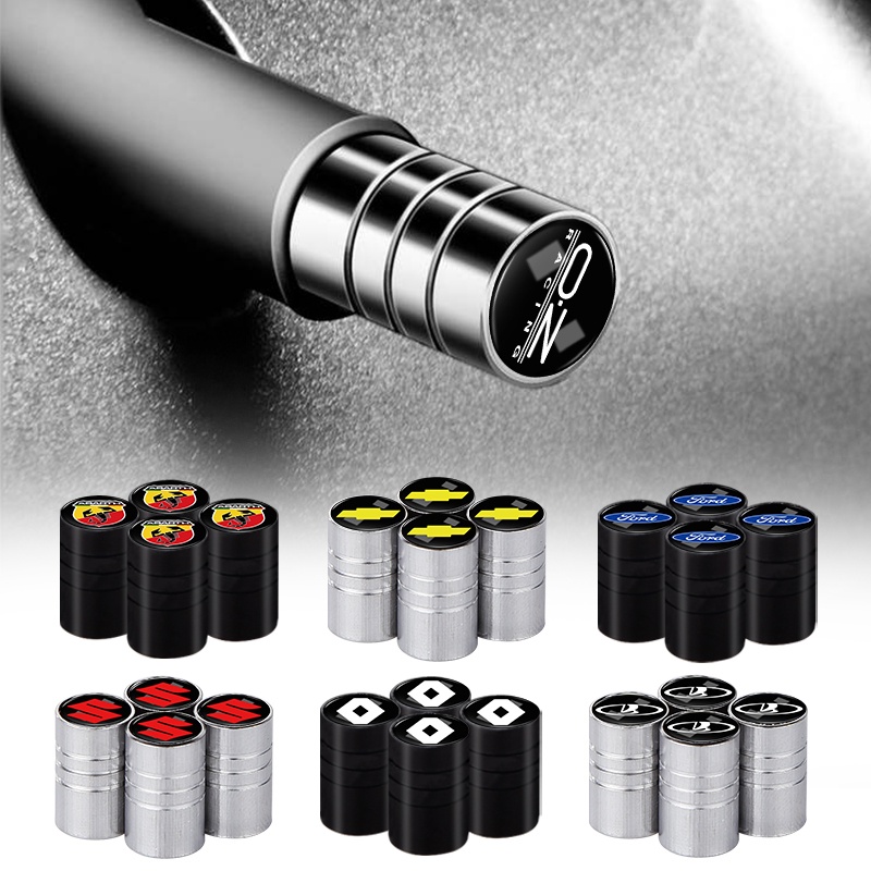 Set 4 Nắp Van Khí Áp Suất Lốp Xe Ô Tô Opel Volvo Citroen Chevrolet Màu Đen / Bạc