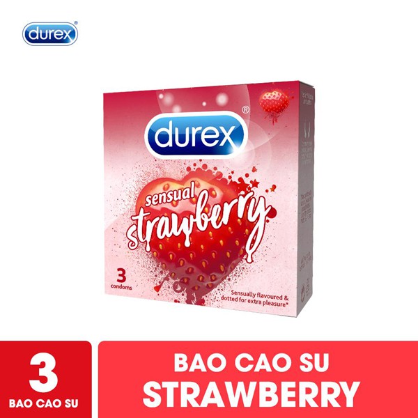 Bao cao su hương dâu tây Durex Sensual Strawberry (hộp 3 bao)