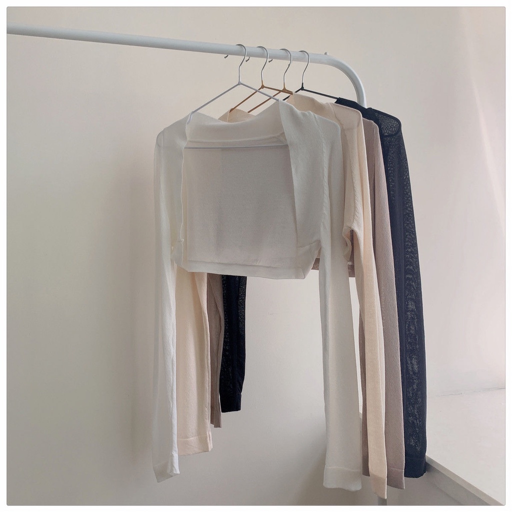 [F &amp; X] Áo Khoác Cardigan Ngắn Bằng Lụa Lạnh Mỏng Phong Cách Pháp Mùa Hè