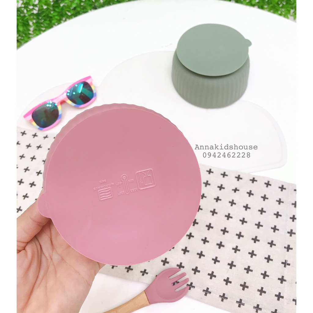 Set khay - bát - thìa dĩa silicon phong cách Hàn Quốc cho bé ăn dặm