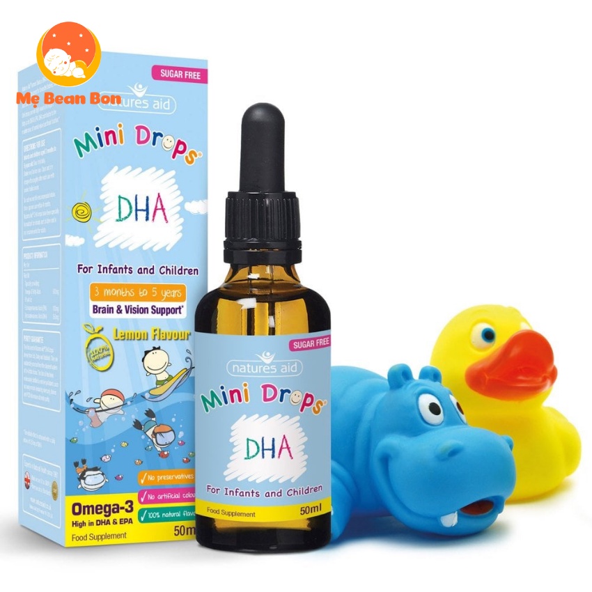DHA cho trẻ Natures Aid DHA Drops UK 50ml dạng giọt giúp phát triển trí tuệ từ 3 tháng tuổi - mẹ bean bon