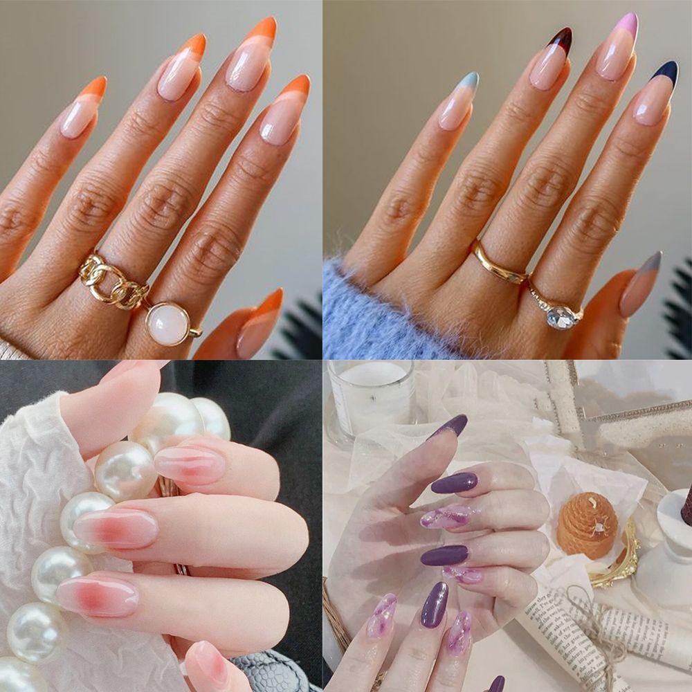 Bộ 1 24 Móng Tay Giả Đính Đá Nhân Tạo Thời Trang Cho Nữ