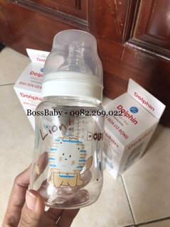 (Tặng thêm 1 núm) Bình sữa cổ rộng Dolphin 125ml