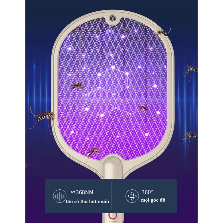 Vợt Muỗi kiêm Đèn Bắt Muỗi 2 trong 1 chế độ Auto bắt A240- Pin sạc cao cấp 1200 mah