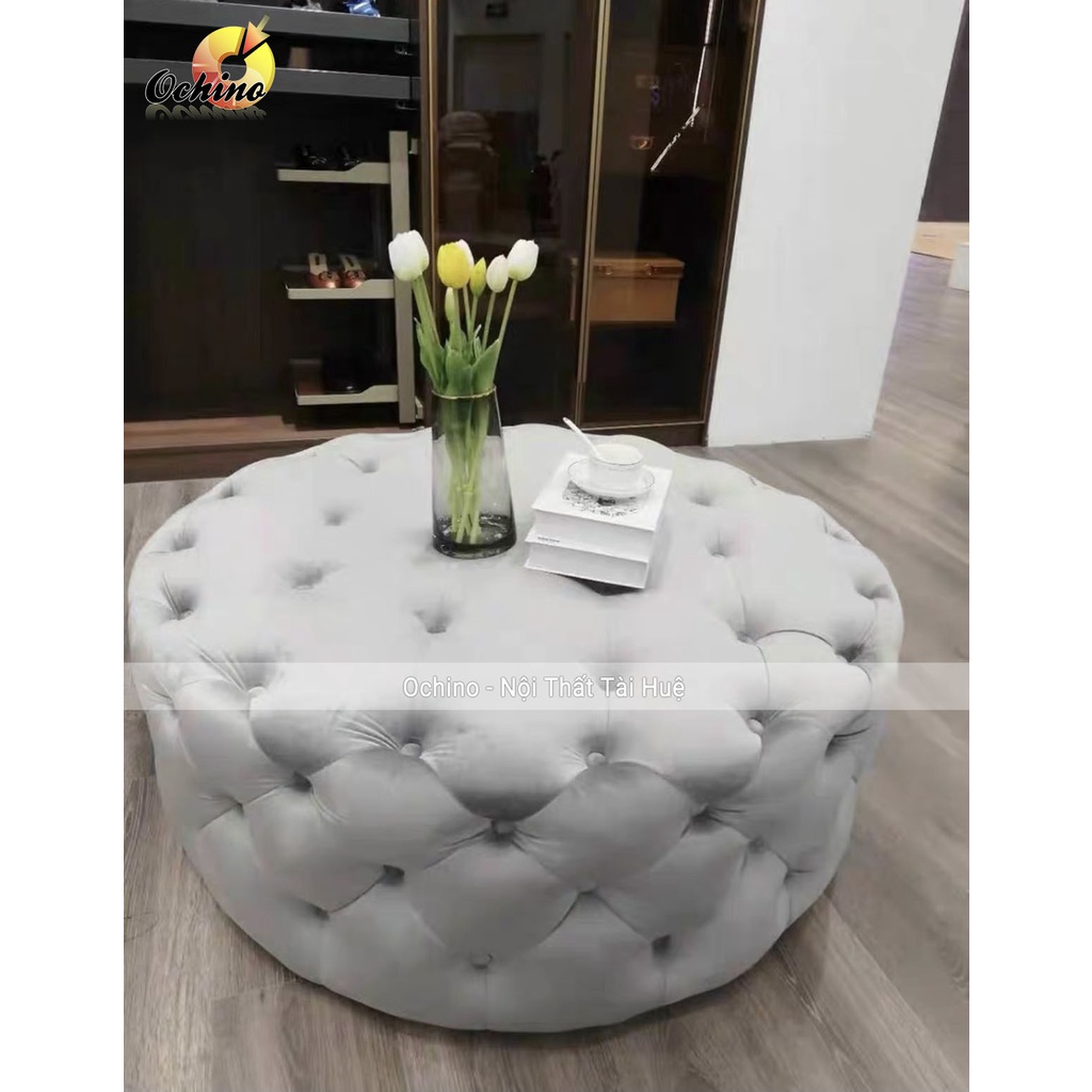 Đôn Tròn sofa cho shop mẫu Nhún cổ điển Cao Cấp phong cách bắc âu Size 80cm ( ảnh thật shop chụp)
