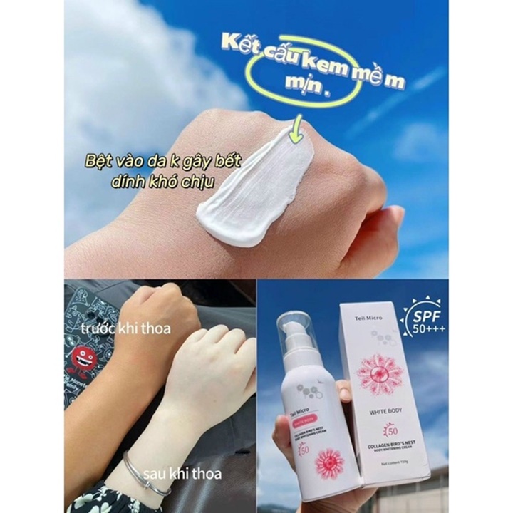 [Sỉ-Rẻ] Kem Body Collagen Tổ Yến Teil Micro White Body 150g Có Chống Nắng Makeup da – HUKB764 [Lẻ-Sỉ]