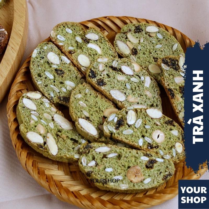 BISCOTTI Nguyên Cám VỊ Matcha Trà Xanh by Yourshop Bánh Ngũ Cốc Nướng Ăn Kiêng