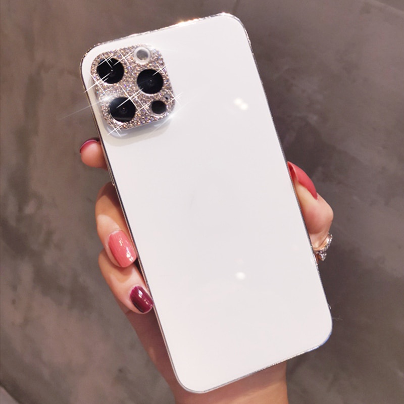Miếng dán đính kim cương giả bảo vệ ống kính camera Cho iPhone 11 12 13 14 Pro Max / 14 Plus