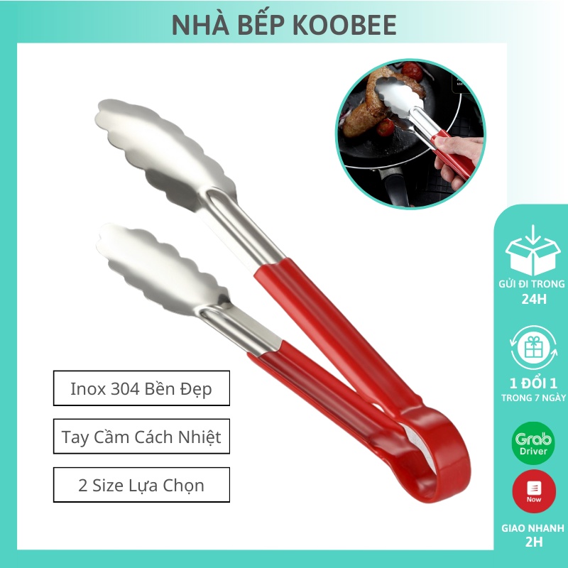 Kẹp Thức Ăn Thịt Nướng Chống Nóng KOOBEE Cao Cấp - Kẹp Gắp Đồ Ăn Inox 304 Bền Đẹp, Tay Cầm Cách Nhiệt