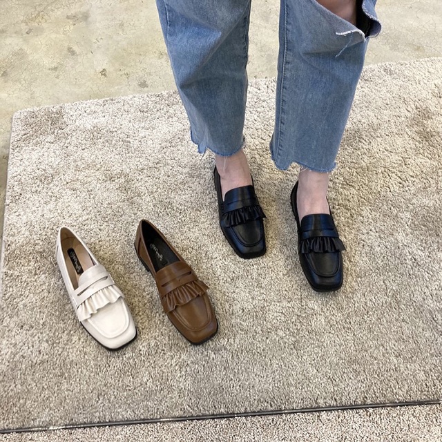 Giày lười oxford mũi vuông xếp bèo (có ảnh thật) | BigBuy360 - bigbuy360.vn