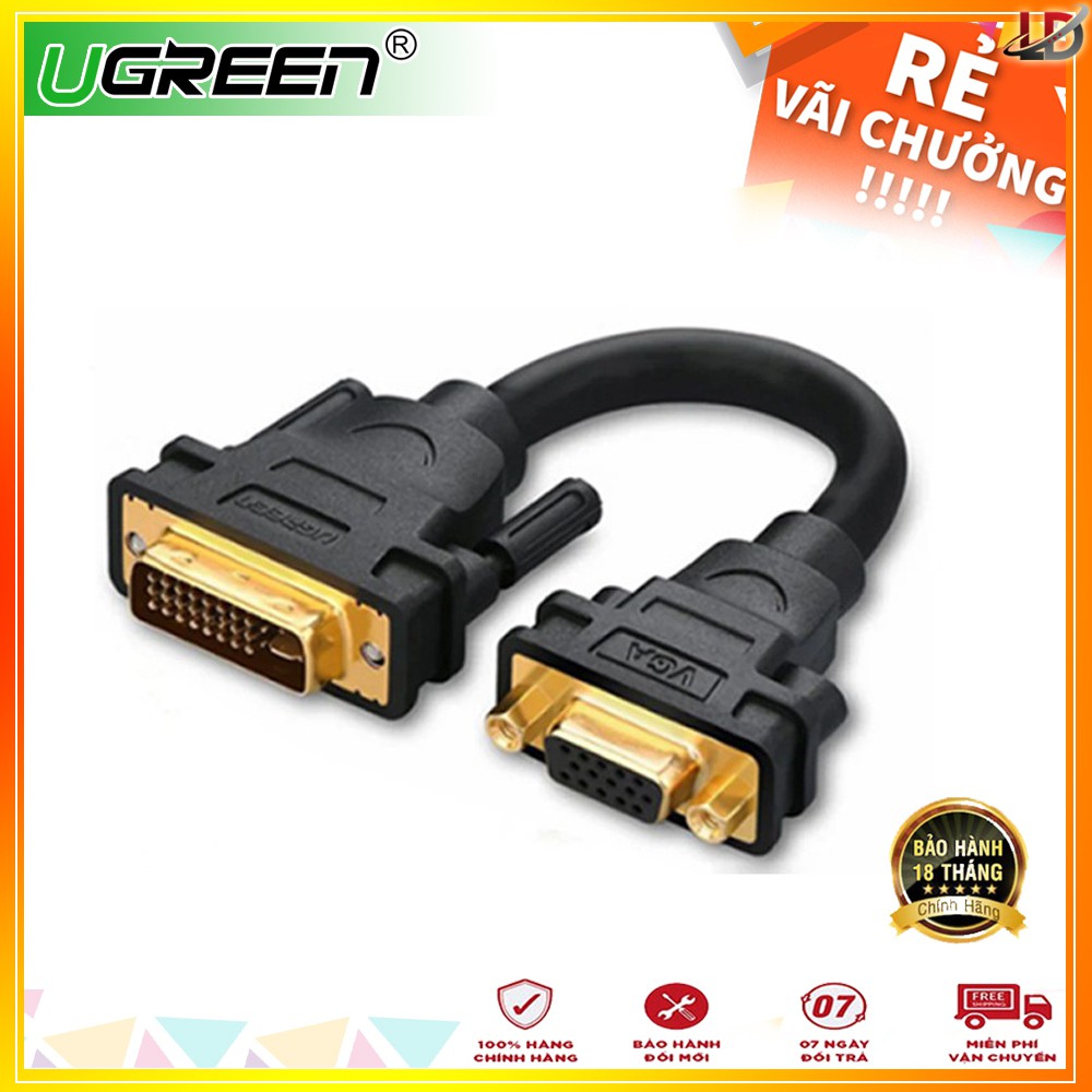 Cáp chuyển đổi DVI-I (24+5) sang VGA dài 15cm UGREEN 30499