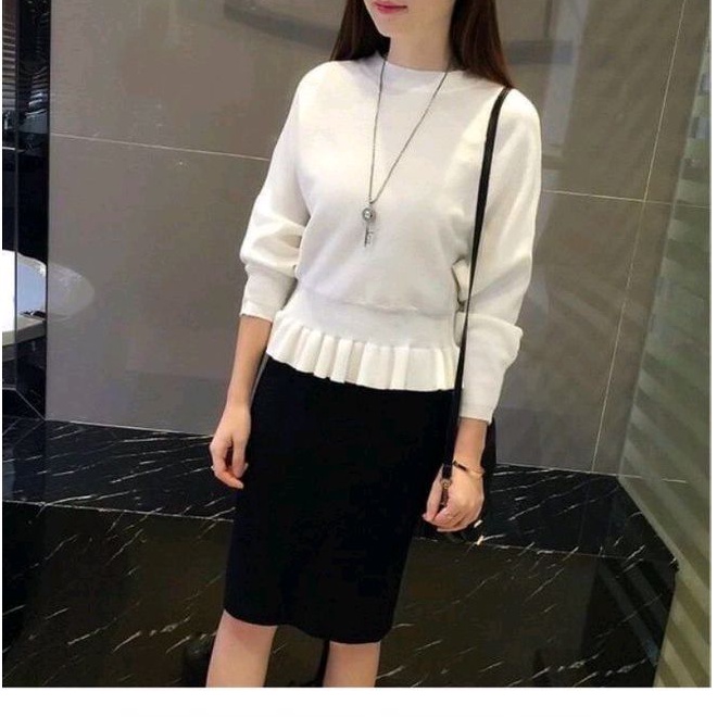 Áo thun tay dài  bo vạt viền bèo (A15