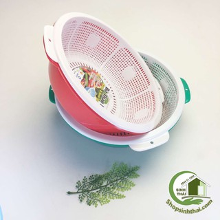 Bộ thau rổ đôi cao cấp rộng 28cm - giao màu ngẫu nhiên