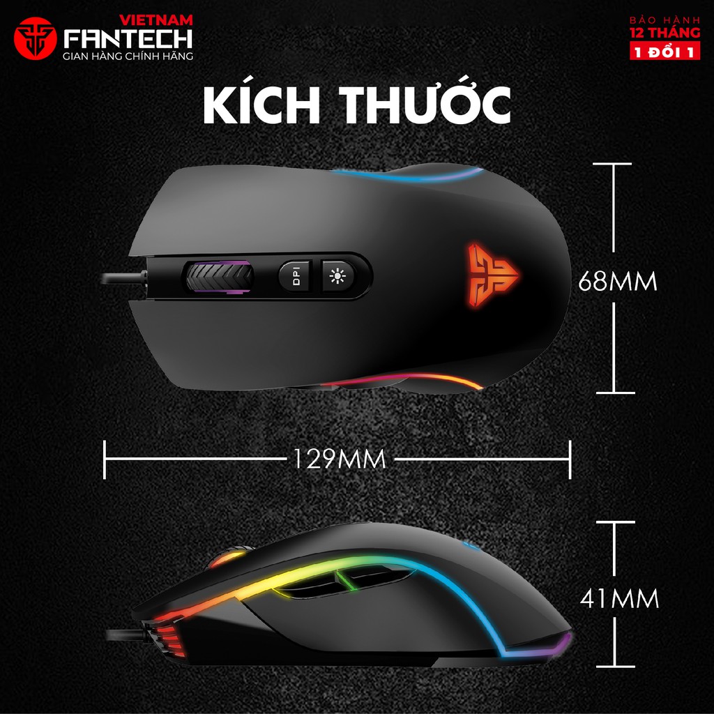 Chuột Gaming RGB 4200 DPI Có Dây 6 Nút, Dây Nilon Bện FANTECH X16 THOR II - Hãng Phân Phối Chính Thức