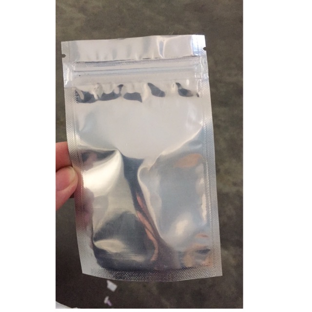 100 túi zíp 3 biên 1 mặt trong mặt thiếc size 8,5x14 cm