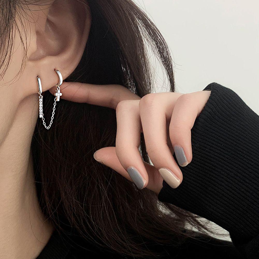 Khuyên Tai Vòng Đôi Bằng Đồng Phong Cách Hàn Quốc Tinh Tế Cho Nữ