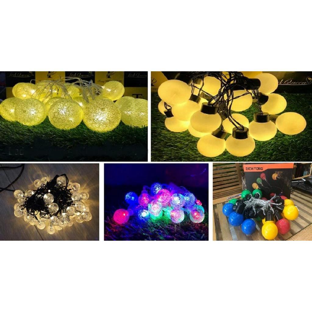 Dây đèn trang trí 5m 20 bóng tròn có phích nối, đèn LED bóng tròn trang trí trong nhà và ngoài trời
