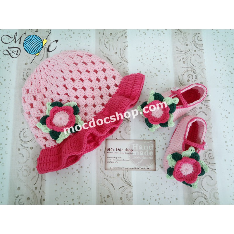 Giày nón len handmade cho bé gái 0-12 tháng