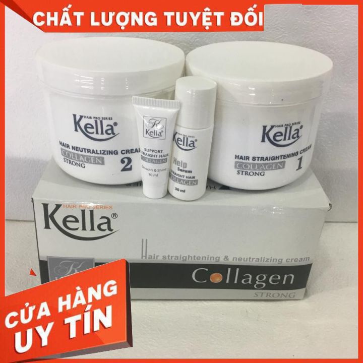 KEM DUỖI TÓC COLLAGEN KELLA STRONG-500ml *2 hộp xám( duỗi tóc thẳng tự nhiên ,mềm mượt ,giữ độ ẩm tóc khỏe hàng công ty)