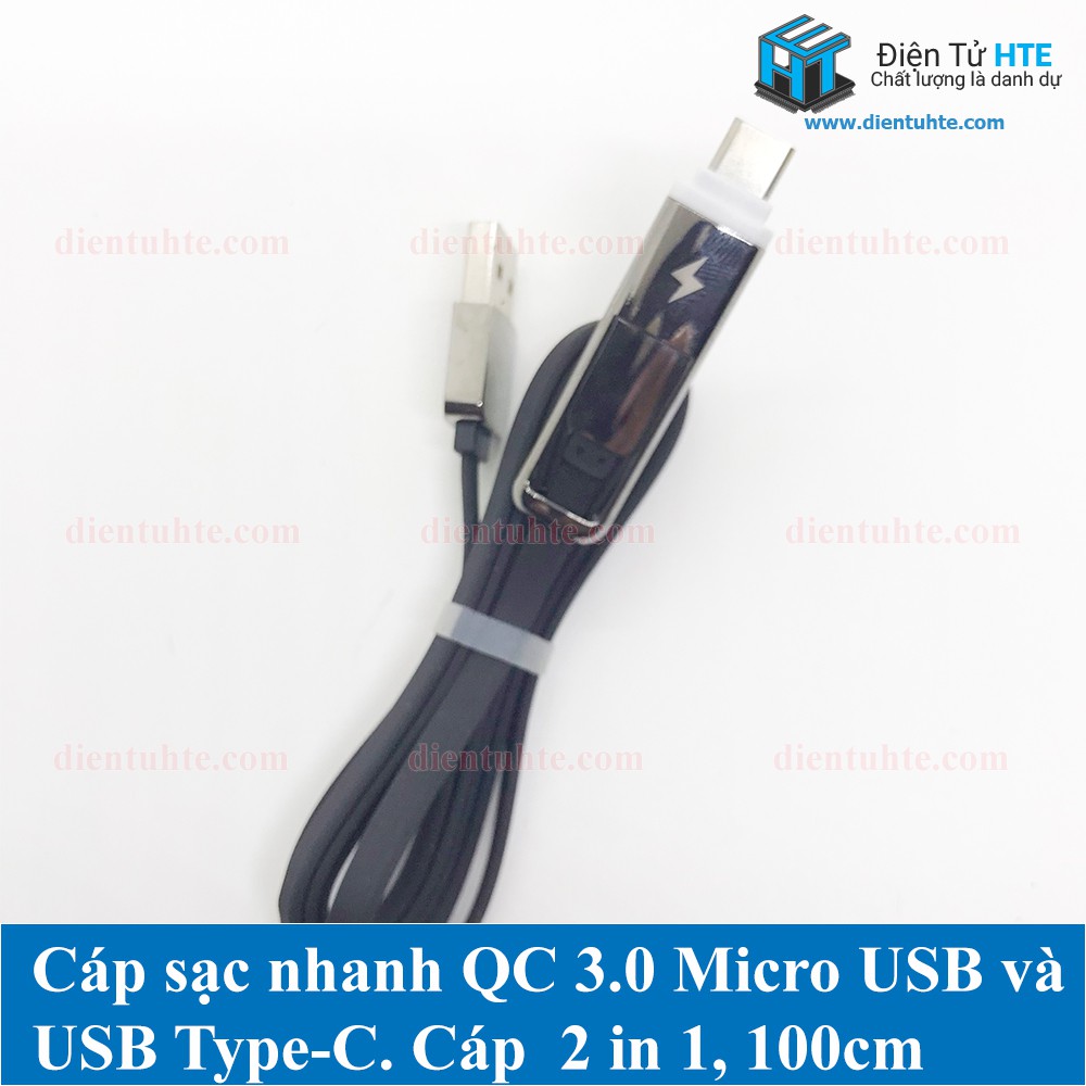 Cáp sạc nhanh và dữ liệu 2 trong 1 Micro + TypeC B2GO Hỗ trợ QC 3.0 và VOOC [HTE Quy Nhơn CN2]