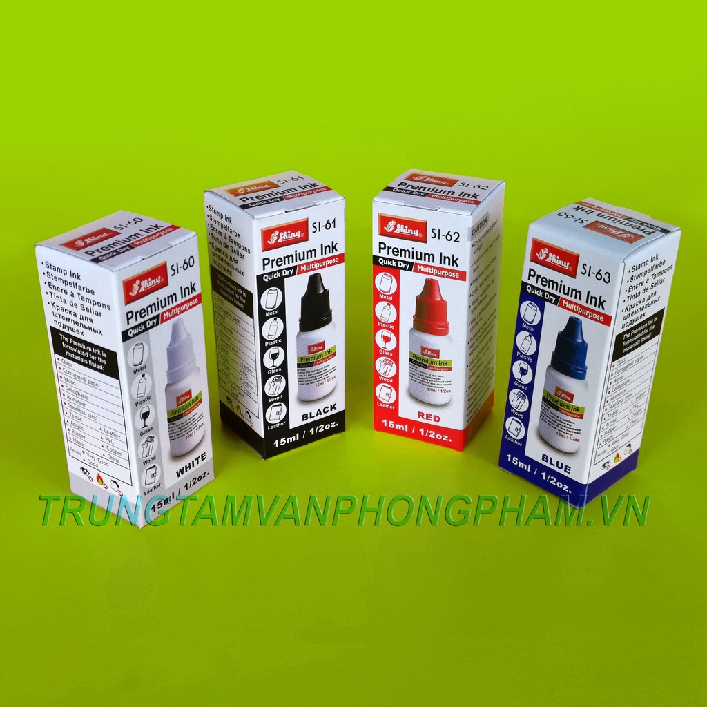 Mực dấu chuyên dụng đóng lên mọi chất liệu Shiny SI-60 SI-61 SI-62 SI-63 Si60 Si61 Si62 Si63 Premium Ink