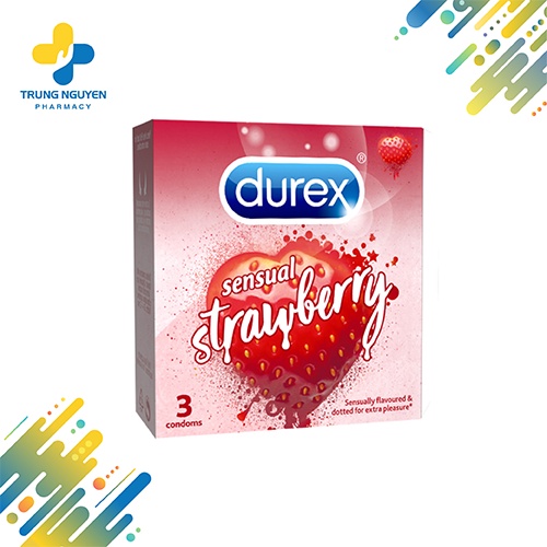 Bao cao su Durex Sensual Strawberry (Hộp 3 cái)