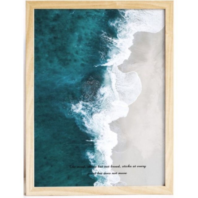 Tranh in canvas biển xanh khung đen 50x70