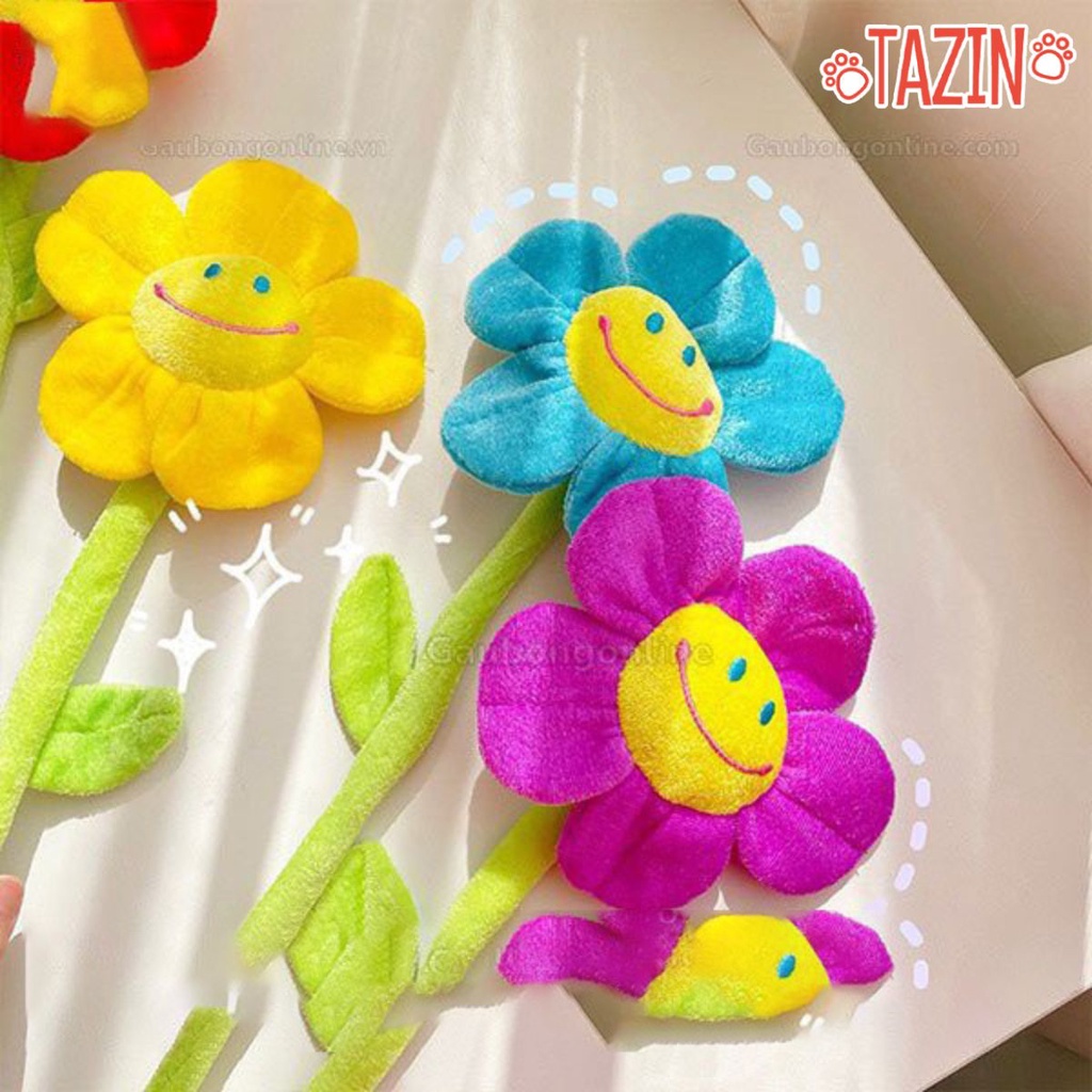 Cành Hoa Bông Mặt Cười Decor Nhiều Màu Sắc - Gấu Bông Tazin Cao Cấp