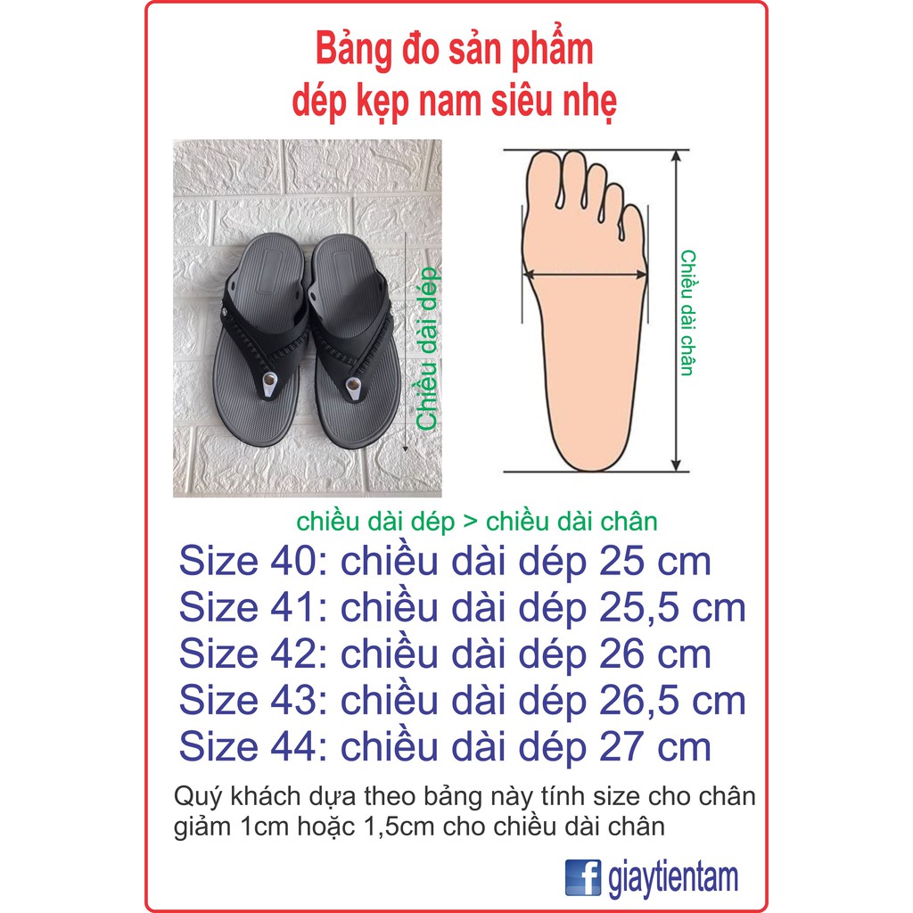 Dép kẹp nam nhựa siêu nhẹ, loại mới, form nhỏ tăng size | BigBuy360 - bigbuy360.vn