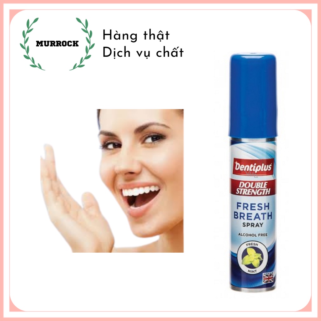 1 chai xịt thơm miệng bạc hà Dentiplus Fresh Breath Spray/ Double Strength không cồn không đường UK 25ml
