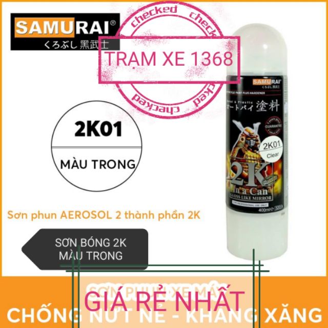 SƠN SAMURAI SƠN KEO PHỦ BÓNG 2K01 MÀU TRONG, CHỐNG MÀI MÒN VÀ BẢO VỆ LỚP SƠN 2K