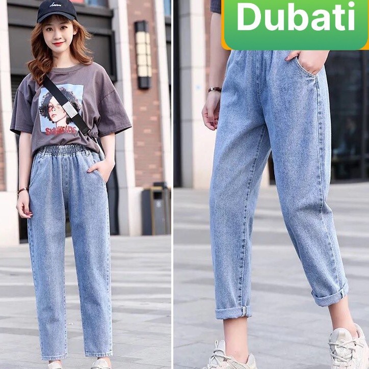 QUẦN BAGGY JEAN NỮ CHẤT BÒ XANH LƯNG THUN LƯNG CAO NÂNG MÔNG NHẬT BẢN CAO CẤP - DB 330 - DUBATI FASHION - Hàng nhập khẩu