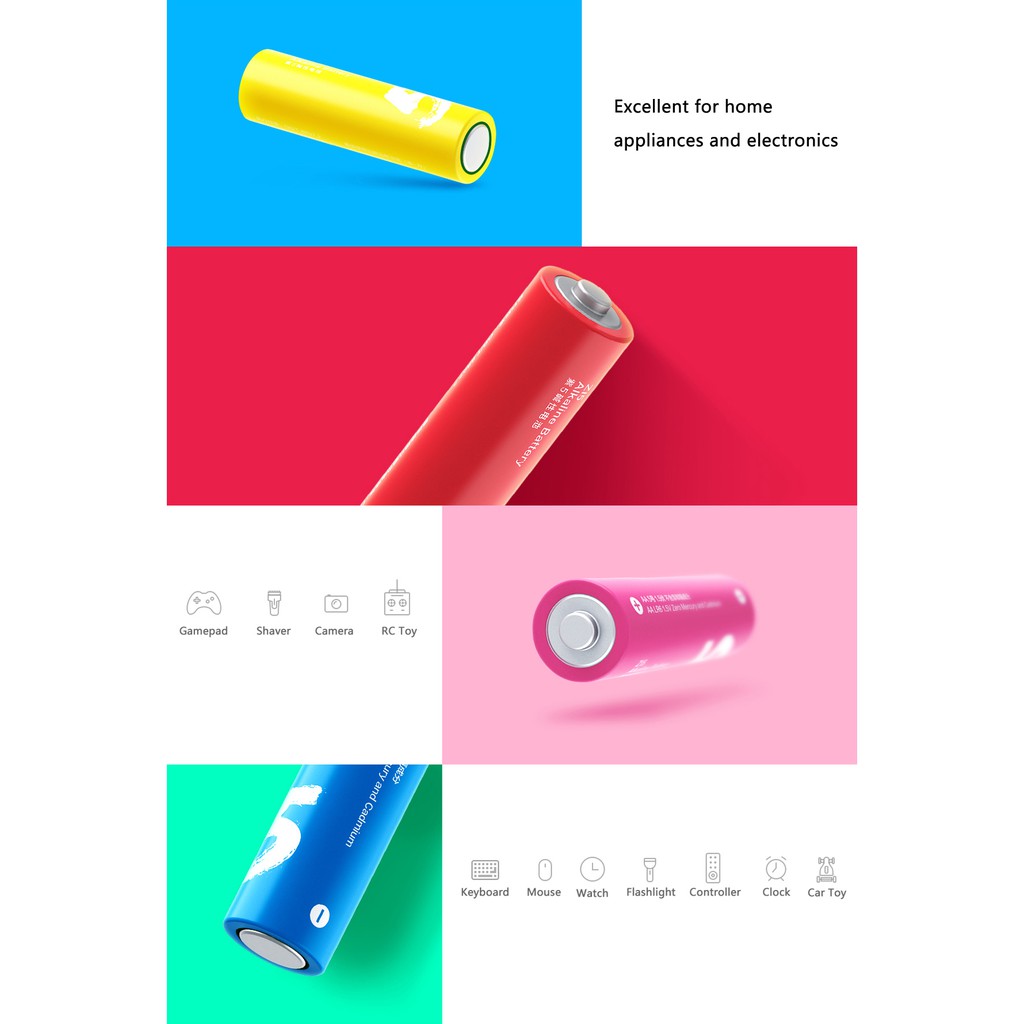 Pin Xiaomi AA ZI5 Bảy sắc cầu vồng rainbow