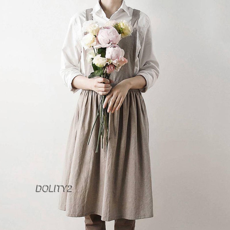 [Dolity2] Tạp Dề Cotton Lanh Retro Nhật Bản Mặc Thường Ngày Cho Quán Cà Phê / Nấu