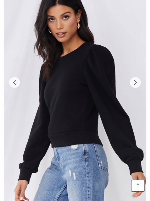 f21 - áo sweater nỉ da cá tay phồng